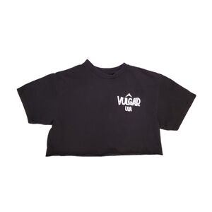 Vulgar USA Women's Black Logo Motor Threads Crop Top T-Shirt Medium‎